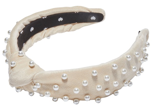 PEARL EMBELLISHED VELVET GIGI HEADBAND