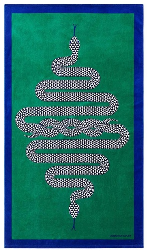 Jonathan Adler SNAKE PRINTED BEACH TOWEL - GREEN