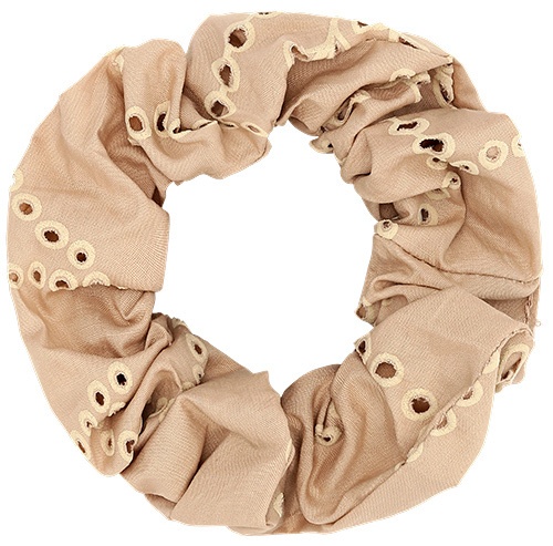 SUI AVA Floral Broderie Scrunchie Salted Caramel