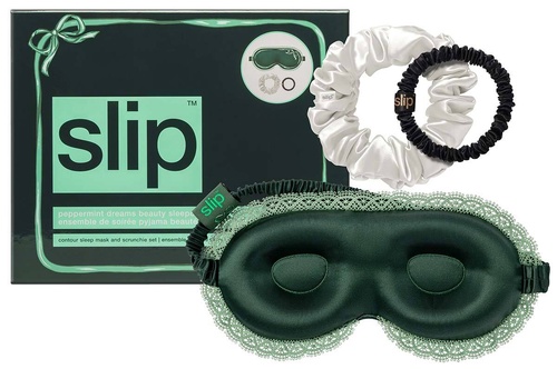 pure silk beauty sleepover set with lace trim - peppermint dreams