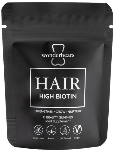 Wonderbears Hair- high Biotin Pouch 15 Stück Black