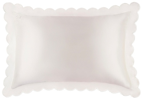 Slip Pure Silk Queen Pillowcase with scalloped edge - white
