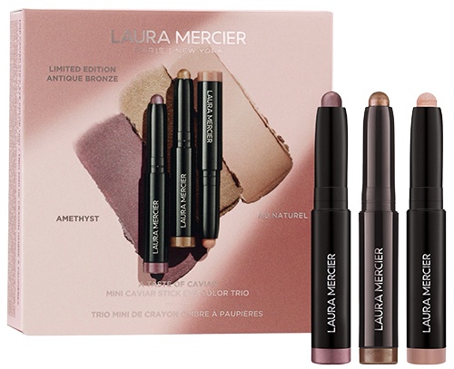 LAURA MERCIER A Taste of Caviar Mini Caviar Stick Eye Shadow Trio Antique Bronze, Amethyst, Au Naturel