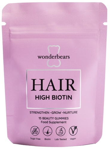 Wonderbears Hair- high Biotin Pouch 15 Stück pink