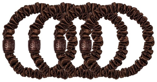 Slip Pure Silk Skinny Scrunchies dark brown