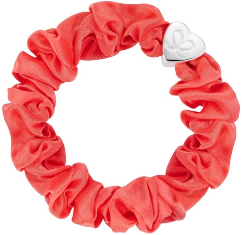 By Eloise Silver Heart Silk Scrunchie Sky Blue