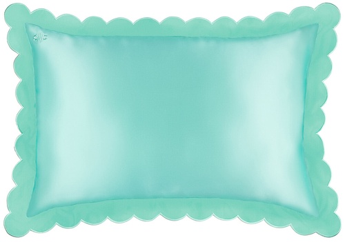 Slip slip pure silk queen pillowcase with scalloped edge - turquoise