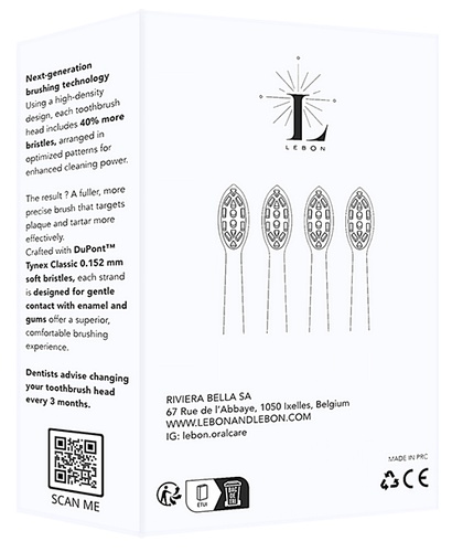 LEBON Replacement brush heads x 4