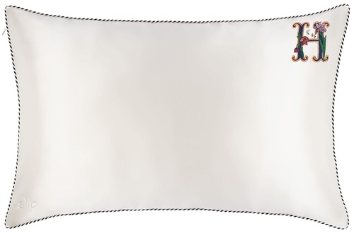 Slip slip pure silk initial collection queen pillowcase - white H