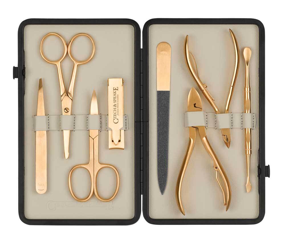 Czech & Speake - Leather-Bound Manicure Set - Gold/Cream - Nail care tools