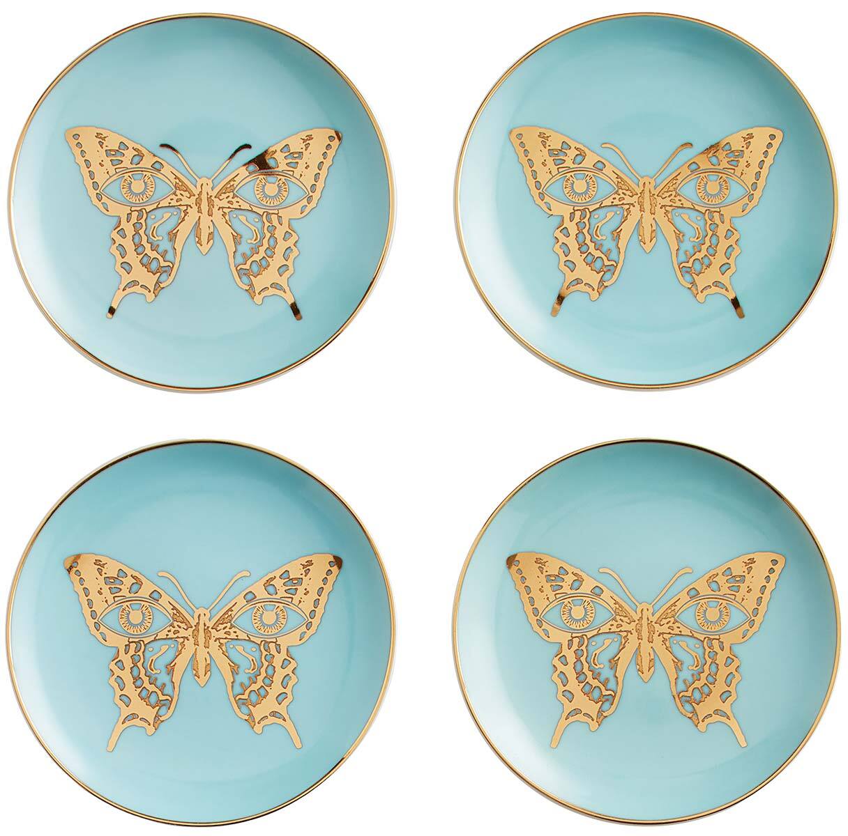 Jonathan Adler - MARIPOSA COASTERS - SET OF 4 - BLUE/GOLD - Home Accessoire