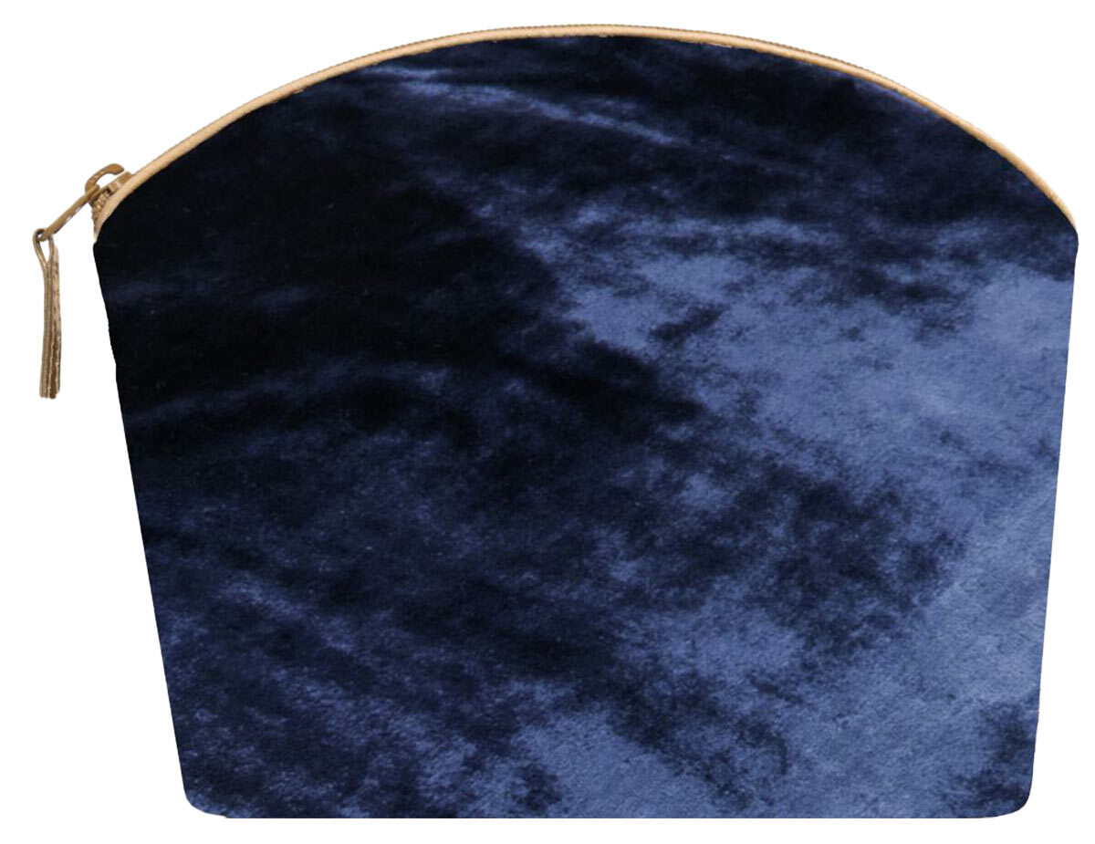 Holistic Silk - LAVENDER MAKE UP BAG NAVY SILK VELVET - Toiletry Bag