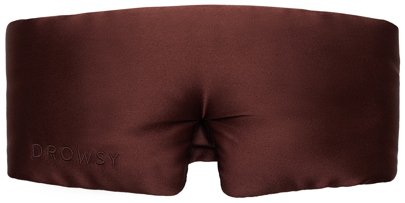 Drowsy - Cocoa Glow Eyelash Protecting Silk Sleep Mask - Schlafmasken aus Seide