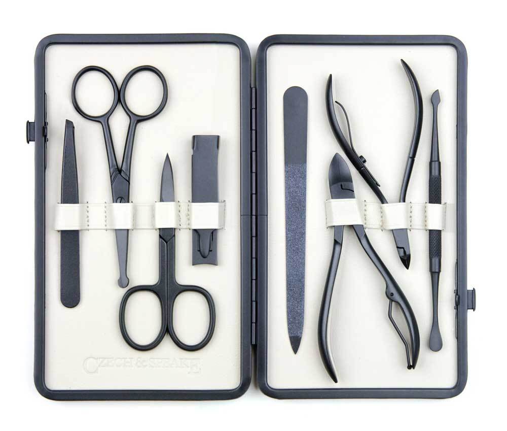 Czech & Speake - Leather-Bound Manicure Set - Black/White - Nail care tools