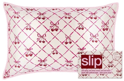 Slip pure silk queen pillowcase with lace trim γλυκό κεράσι