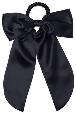 Slip pure silk hair bow black
