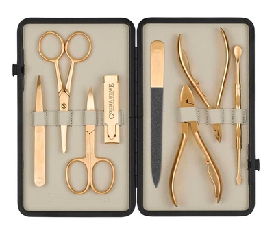 Czech & Speake Leather-Bound Manicure Set - Gold/Cream