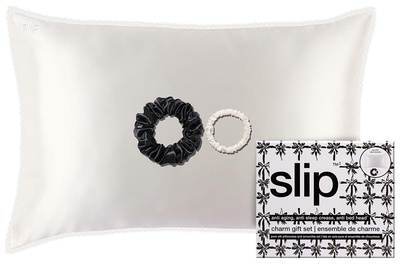 Slip pure silk queen gift set with lace trim - charm