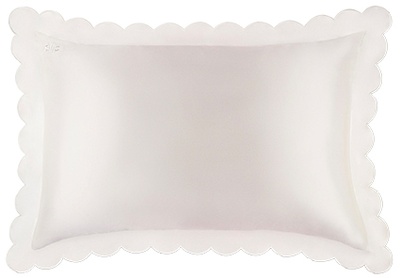 Slip Pure Silk Queen Pillowcase with scalloped edge - white