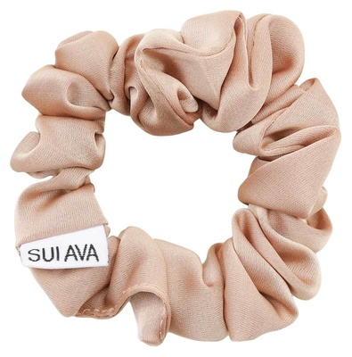 SUI AVA Ruched Ribbon Scrunchie - Almond