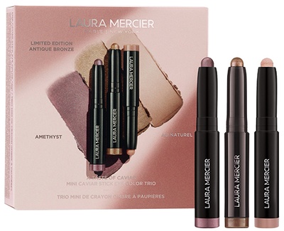 LAURA MERCIER A Taste of Caviar Mini Caviar Stick Eye Shadow Trio Antique Bronze, Amethyst, Au Naturel