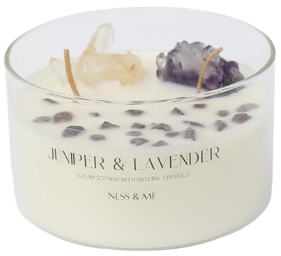 Ness & Me Lavender & Juniper Crystal Candle