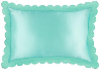 Slip slip pure silk queen pillowcase with scalloped edge - turquoise