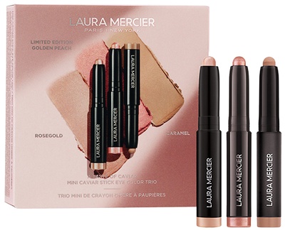 LAURA MERCIER A Taste of Caviar Mini Caviar Stick Eye Shadow Trio Golden Peach, Rosegold, Caramel