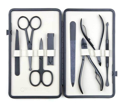 Czech & Speake Leather-Bound Manicure Set - Black/White