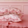 Slip pure silk queen pillowcase with lace trim sweet cherry